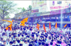 ABVP stages protest against arrest of student with regard to Karaya clashes